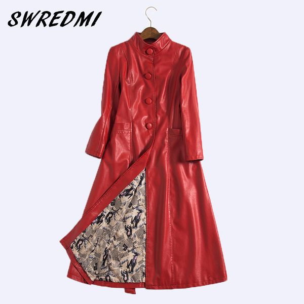 swredmi 2017 autumn winter women leather jacket fashion high-end pu leather coats x-long belted slim pu trench coats, Black
swredmi 2017 autumn winter women leather jacket fashion high-end pu leather coats x-long belted slim pu trench coats, Black