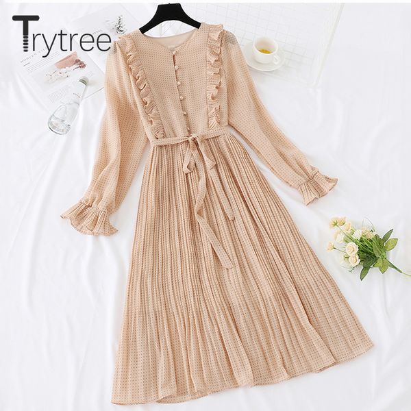 trytree spring dress vintage dot ruffles women butterfly sleeve shirt dresses belt mid-calf empire a-line pleated hem dress, Black;pink
trytree spring dress vintage dot ruffles women butterfly sleeve shirt dresses belt mid-calf empire a-line pleated hem dress, Black;pink