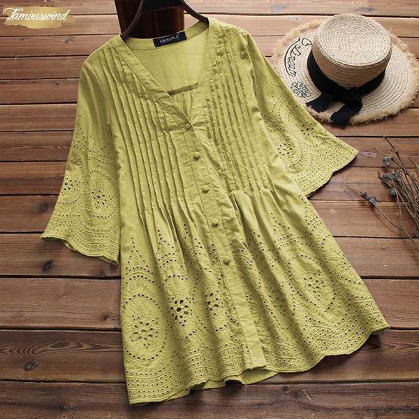 summer 2019 blouse women cotton linen elegant embroidery hollow blusas female v neck button shirts pleated plus size, White
summer 2019 blouse women cotton linen elegant embroidery hollow blusas female v neck button shirts pleated plus size, White
