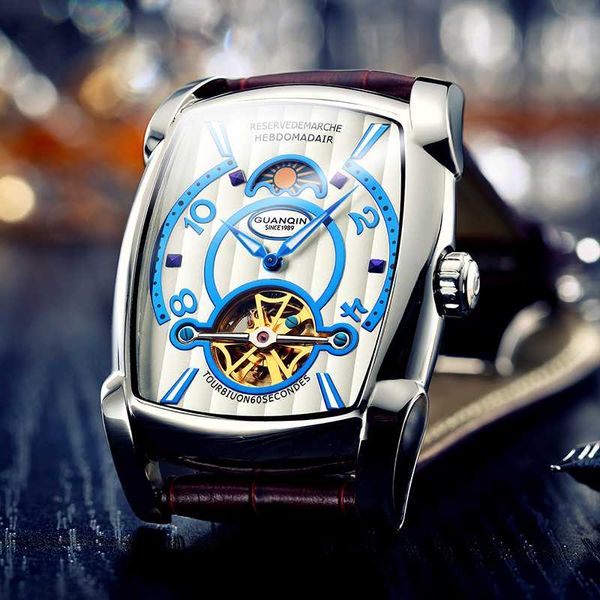guanqin watches automatic brand mens mechanical watch 2020 skeleton rectangle leather gold male clock man, Slivery;brown
guanqin watches automatic brand mens mechanical watch 2020 skeleton rectangle leather gold male clock man, Slivery;brown