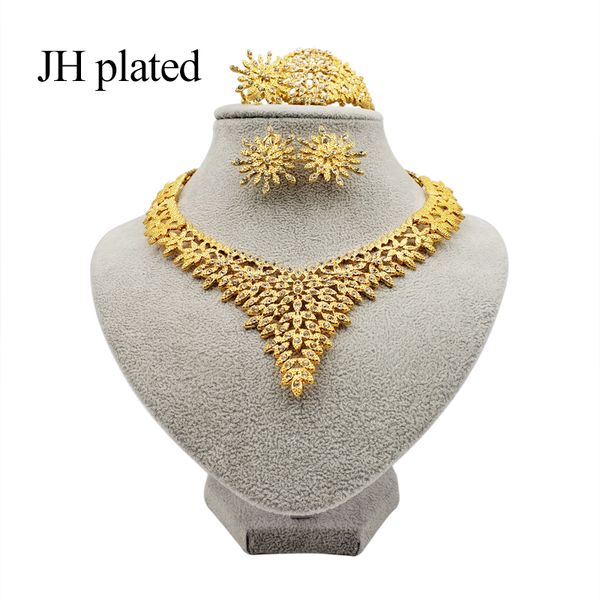 jhplated saudi arabia dubai jewelry women gold color african wedding bracelet ring earring necklace jewelry sets gifts, Silver
jhplated saudi arabia dubai jewelry women gold color african wedding bracelet ring earring necklace jewelry sets gifts, Silver