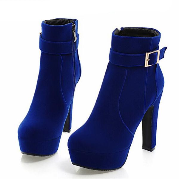 new women's shoes high-heeled shoes black flock thick heel boots fashion boots