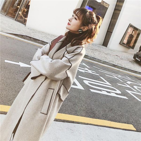 office lady loose long wool coat turn-down collar wool blend coat and jacket solid pockets women coats autumn winter, Black
office lady loose long wool coat turn-down collar wool blend coat and jacket solid pockets women coats autumn winter, Black