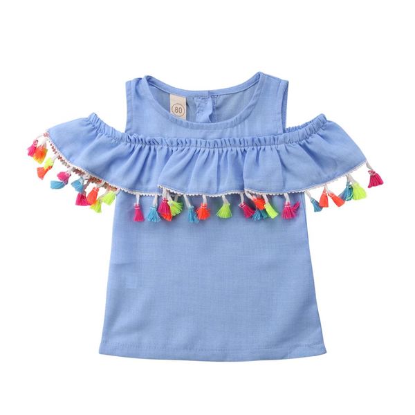 newborn baby girl kids tassels t-shirt cute fashion off-shoulder clothes, Blue
newborn baby girl kids tassels t-shirt cute fashion off-shoulder clothes, Blue