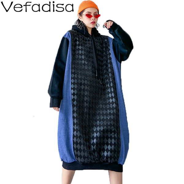 vefadisa pu patchwork sweatshirt dress woman 2019 winter thick hooded pullovers dress straight denim sweatshirt qyf1480, Black
vefadisa pu patchwork sweatshirt dress woman 2019 winter thick hooded pullovers dress straight denim sweatshirt qyf1480, Black