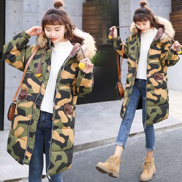korean camouflage long cotton winter coat women casual long sleeve with faux fur hooded warm padded jacket parka, Tan;black
korean camouflage long cotton winter coat women casual long sleeve with faux fur hooded warm padded jacket parka, Tan;black