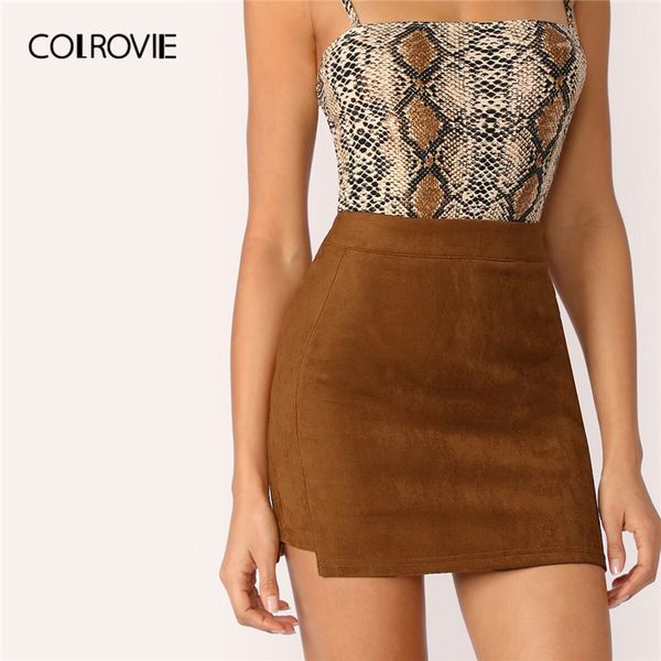 colrovie brown stepped side suede bodycon skirt high waist mini elegant skirt women 2019 summer ladies solid skirts, Black;gray
colrovie brown stepped side suede bodycon skirt high waist mini elegant skirt women 2019 summer ladies solid skirts, Black;gray