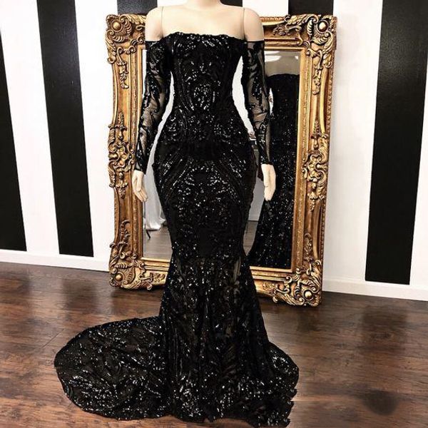 black mermaid prom dresses robes de soirée elegant off the shoulder sequin evening gowns sparkling long formal dress
black mermaid prom dresses robes de soirée elegant off the shoulder sequin evening gowns sparkling long formal dress