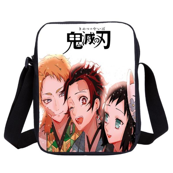 anime print school crossbody sling bag kimetsu no yaiba mens shoulder bag school boy and girl small single-shoulder