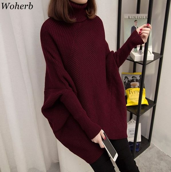 woherb women sweater loose pullover knitted batwing sleeve turtleneck sweaters pull casual ladies oversized autumn winter jumper, White;black
woherb women sweater loose pullover knitted batwing sleeve turtleneck sweaters pull casual ladies oversized autumn winter jumper, White;black