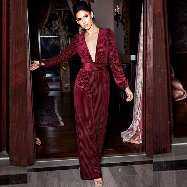 2019 women long sleeve deep v neck wine red autumn warm velvet jumpsuit solid celebrity party clubwear fashion wholesale, Black;white
2019 women long sleeve deep v neck wine red autumn warm velvet jumpsuit solid celebrity party clubwear fashion wholesale, Black;white