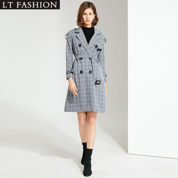 2019 european and american women's outerwear winter new plaid coat long sleeve waist closed lapel women's windbreaker coat, Tan;black
2019 european and american women's outerwear winter new plaid coat long sleeve waist closed lapel women's windbreaker coat, Tan;black