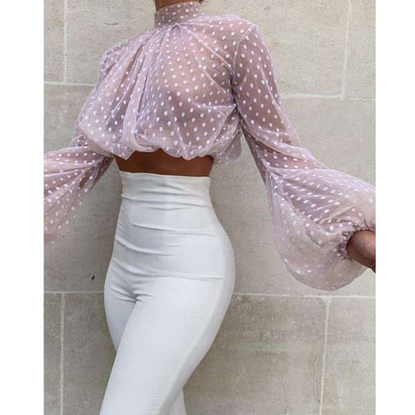 полька dot сетки top sexy perspective фонарики рукав, White
полька dot сетки top sexy perspective фонарики рукав, White