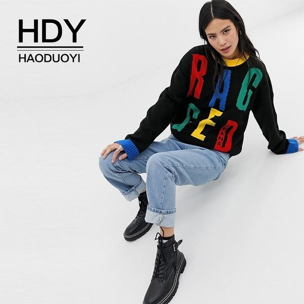 hdy haoduoyi 2019 new autumn winter letter print fashion sweater full o-neck knitted young loose women, White;black
hdy haoduoyi 2019 new autumn winter letter print fashion sweater full o-neck knitted young loose women, White;black
