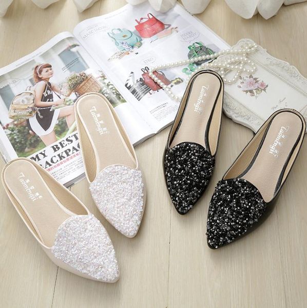 new baotou sequins fashion sandals patent leather rhinestones sweet flat sandals wild soft bottom trendy peas single shoes, Black
new baotou sequins fashion sandals patent leather rhinestones sweet flat sandals wild soft bottom trendy peas single shoes, Black