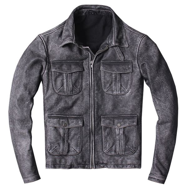 2019 vintage grey men safari leather jacket plus size xxxxl genuine thick cowhide spring natural leather coat ing, Black
2019 vintage grey men safari leather jacket plus size xxxxl genuine thick cowhide spring natural leather coat ing, Black