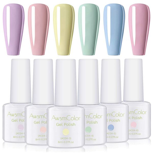 awsmcolor gel nail polish set, pastel color uv led soak off nail gel kit, pastel dusty soothing pale color christmas art
awsmcolor gel nail polish set, pastel color uv led soak off nail gel kit, pastel dusty soothing pale color christmas art