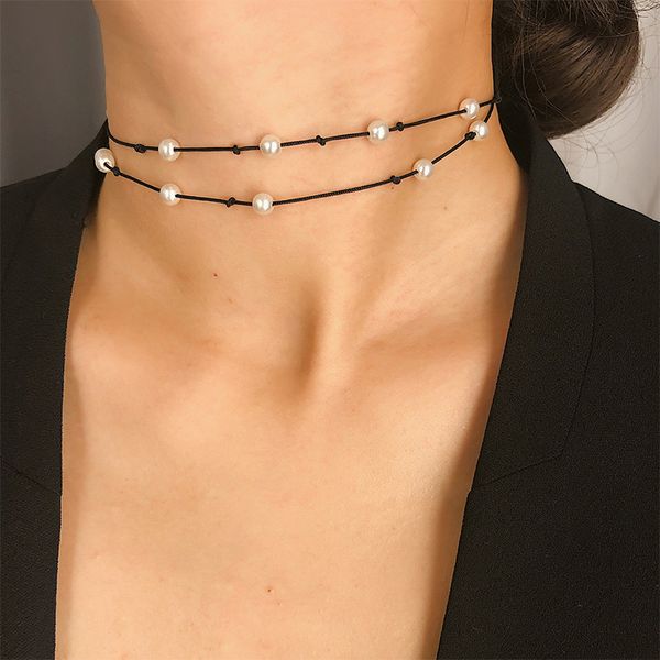 retro simple hand woven pearl pendant necklace personalized lady choker necklace jewelry gift fashion women's party accessories, Silver
retro simple hand woven pearl pendant necklace personalized lady choker necklace jewelry gift fashion women's party accessories, Silver