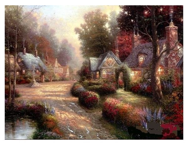 thomas kinkade landscape handpainted /hd print wall art oil painting deco art on canvas multi custom size /frame