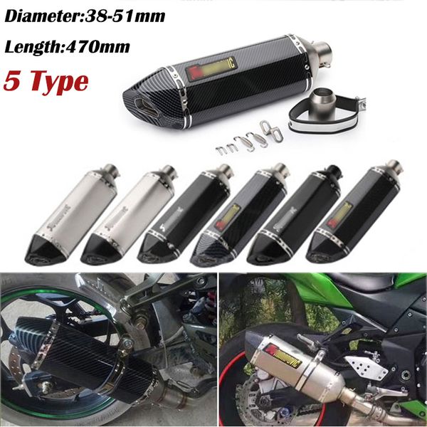 470mm length 51mm inlet universal escape akrapovic motorcycle exhaust racing with db killer modified muffler scooter pipe
470mm length 51mm inlet universal escape akrapovic motorcycle exhaust racing with db killer modified muffler scooter pipe