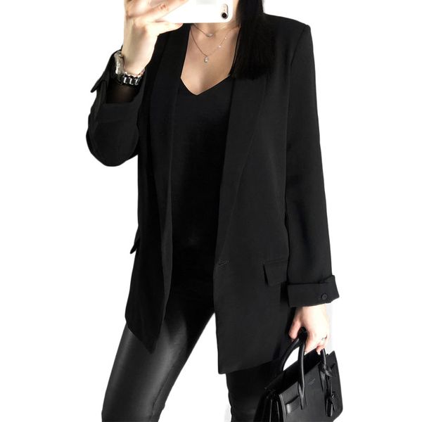 women's blazer suit jacket coat casual solid color single button coat blazer suit, White;black
women's blazer suit jacket coat casual solid color single button coat blazer suit, White;black