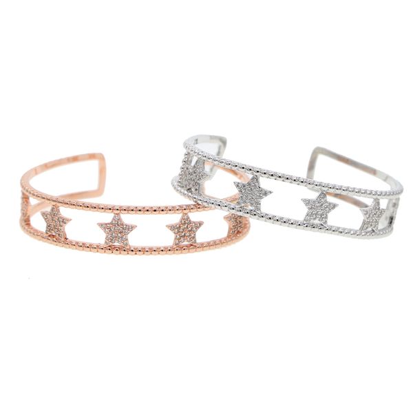 2019 new style fashion jewelry brand open bangles gold color full crytal cute star cz zircon bracelets for women delicate gift, Golden;silver 
2019 new style fashion jewelry brand open bangles gold color full crytal cute star cz zircon bracelets for women delicate gift, Golden;silver