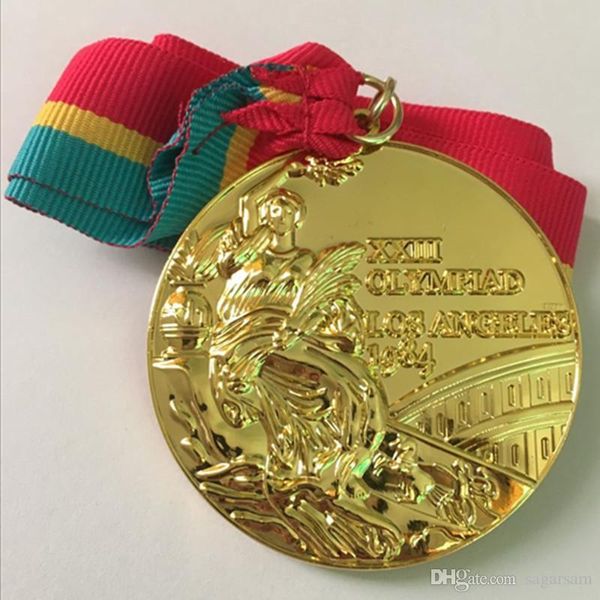 10 pcs new arrival the 1984 los angeles olympic games gold medal with ribbon sport player award medal ing
10 pcs new arrival the 1984 los angeles olympic games gold medal with ribbon sport player award medal ing