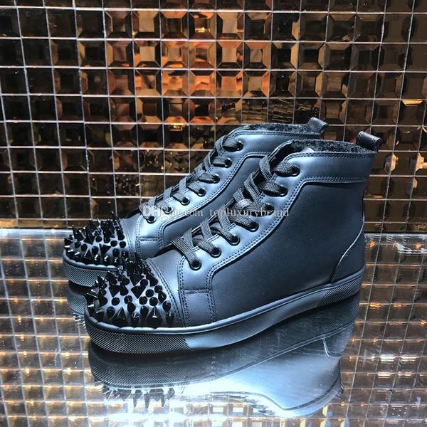 simple luxury men sneakers black leather + pik pik spiked red sole red bottom shoes,couple size trainers high sports street flats skateb
simple luxury men sneakers black leather + pik pik spiked red sole red bottom shoes,couple size trainers high sports street flats skateb