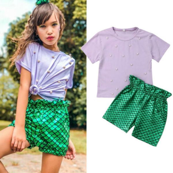 new toddler children's clothes set pearl t-shirt + mermaid shorts 2pcs cute children's clothes, White
new toddler children's clothes set pearl t-shirt + mermaid shorts 2pcs cute children's clothes, White