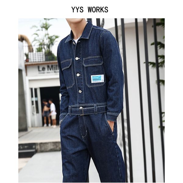 new fashion tooling retro denim jumpsuit male spring and autumn loose straight pants casual denim jumpsuit, Blue
new fashion tooling retro denim jumpsuit male spring and autumn loose straight pants casual denim jumpsuit, Blue