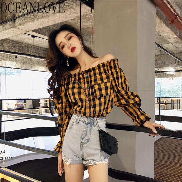 oceanlove chic клетчатые рубашки vintage с плеча кнопки корейских женщин блузы сладкие элегантная мода 2020 весна blusas 14871, White
oceanlove chic клетчатые рубашки vintage с плеча кнопки корейских женщин блузы сладкие элегантная мода 2020 весна blusas 14871, White