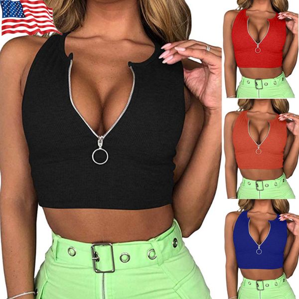 женщины v-образным вырезом топы без рукавов молния жилет блузка bralette бюстгальтер cami растениеводство топы, White;red 
женщины v-образным вырезом топы без рукавов молния жилет блузка bralette бюстгальтер cami растениеводство топы, White;red