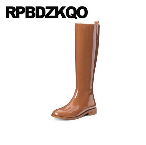 patent leather riding shoes brand winter tall orange waterproof flat zipper equestrian long women side zip boots fur knee high, Black 
patent leather riding shoes brand winter tall orange waterproof flat zipper equestrian long women side zip boots fur knee high, Black