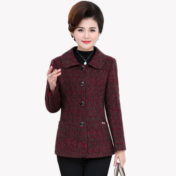 spring autumn women woolen coat middle-aged mother clothing long-sleeved single-breasted outerwear plus size women basic coats, Black
spring autumn women woolen coat middle-aged mother clothing long-sleeved single-breasted outerwear plus size women basic coats, Black