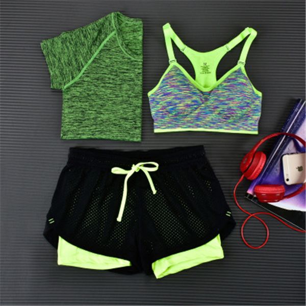 3pcs/set women tracksuits sport suit running wear short sleeve t shirt bra+short jogging running yoga sets 5 colors female clothes, Black;blue
3pcs/set women tracksuits sport suit running wear short sleeve t shirt bra+short jogging running yoga sets 5 colors female clothes, Black;blue