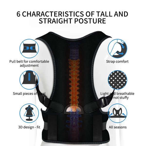 back support adjustable posture corrector shoulder lumbar brace corset belt for men women drop, Black;blue
back support adjustable posture corrector shoulder lumbar brace corset belt for men women drop, Black;blue