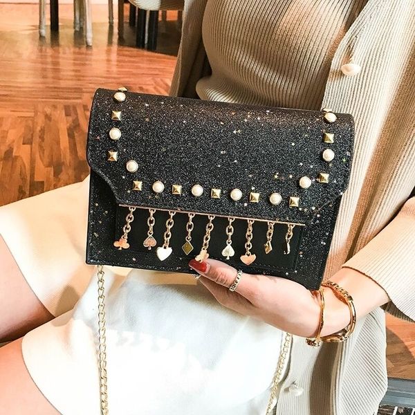 classic black crossbody bag for women bling paillette small shoulder bag chain tassel woman over the shoulder
classic black crossbody bag for women bling paillette small shoulder bag chain tassel woman over the shoulder