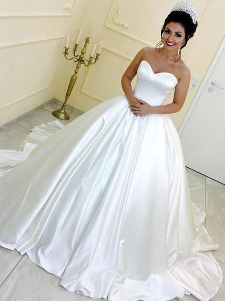 simple bride dress sweetheart satin sleeveless sash/ribbon/belt cathedral train wedding dresses for wedding, White
simple bride dress sweetheart satin sleeveless sash/ribbon/belt cathedral train wedding dresses for wedding, White