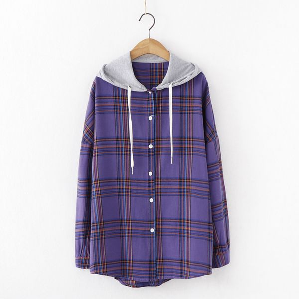autumn new style korean-style hooded single-breasted plaid shirt female long sleeve versatile loose and plus-sized shirt women's, White
autumn new style korean-style hooded single-breasted plaid shirt female long sleeve versatile loose and plus-sized shirt women's, White