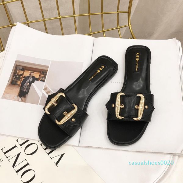 2019 new fashion word slippers, women go out in the summer slippers women's beach shoes versatile buckle over wearing flat c20, Black
2019 new fashion word slippers, women go out in the summer slippers women's beach shoes versatile buckle over wearing flat c20, Black