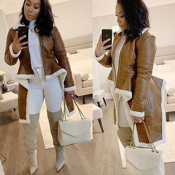 echoine irregular fleece coats pu leather turtleneck zipper midi long coat winter thick female plus size wool leather jacket, Black
echoine irregular fleece coats pu leather turtleneck zipper midi long coat winter thick female plus size wool leather jacket, Black