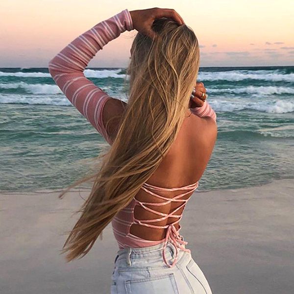 pink backless lace up bodysuit women striped off shoulder bodysuits slim rompers womens jumpsuit long sleeve autumn rompers, Black;white
pink backless lace up bodysuit women striped off shoulder bodysuits slim rompers womens jumpsuit long sleeve autumn rompers, Black;white