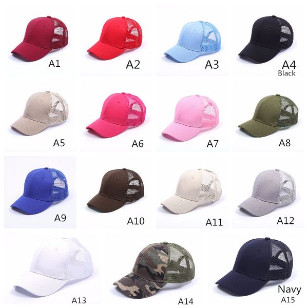 

c&c baseball cap women adjustable ponytail caps messy bun baseball hat girls snapback caps summer sports mesh hats 29 colors, Black;white