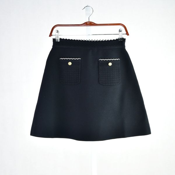 women skirt 2019 spring and summer casual pocket knit skirt, Black