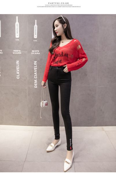 black high waist jeans female belly in tight elastic xuan ya, Blue 
black high waist jeans female belly in tight elastic xuan ya, Blue