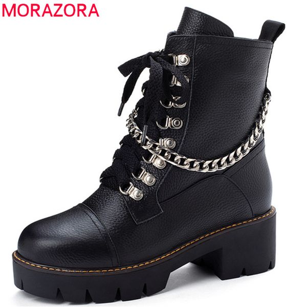 morazora 2020 new fashion style women ankle boots genuine leather shoes round toe chain square heels platform booties woman, Black
morazora 2020 new fashion style women ankle boots genuine leather shoes round toe chain square heels platform booties woman, Black