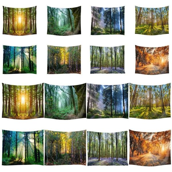 

forest tree print polyester tapestry wall hanging carpet yoga picnic blanket sleeping mat home art living room decor