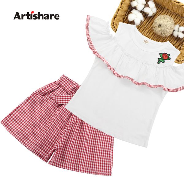 girls clothes set off shoulder shirt + plaid shorts 2pcs suit girls set 2019 kids summer wear for girls 6 8 10 12 13 14 year y200325, White
girls clothes set off shoulder shirt + plaid shorts 2pcs suit girls set 2019 kids summer wear for girls 6 8 10 12 13 14 year y200325, White
