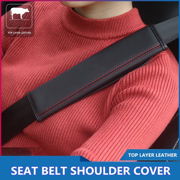 

safety adjustable car seat belt protection shoulder cover padding automobiles interior accessories leather pads cushion harness