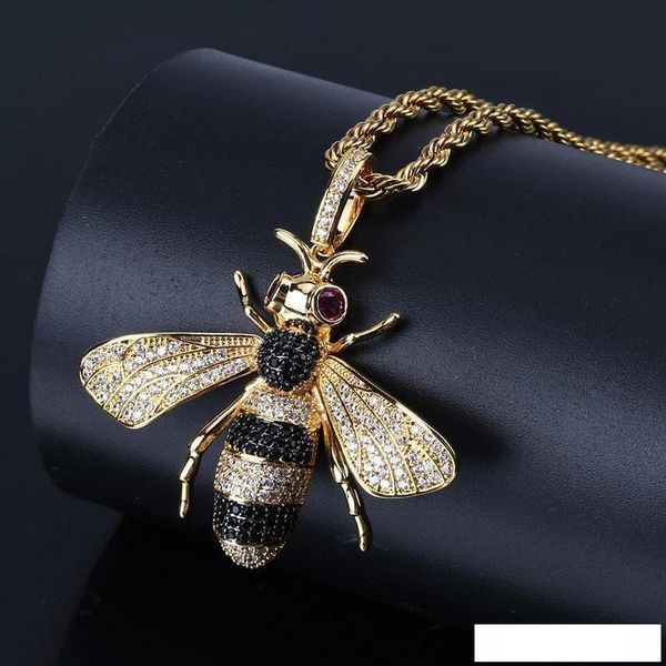 iced out pendant hip hop jewelry micropave simulated diamond cz bling bee pendant necklace with rope chain for men luxury designer brand, Silver
iced out pendant hip hop jewelry micropave simulated diamond cz bling bee pendant necklace with rope chain for men luxury designer brand, Silver